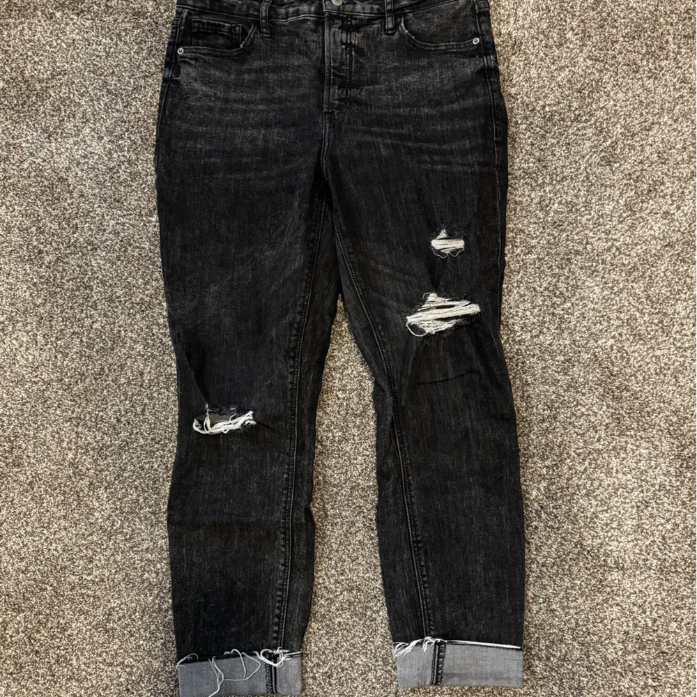 Old Navy Black Distressed Relaxed Jeans